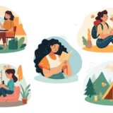 色々なおひとりさまのタイプを表現したイラスト