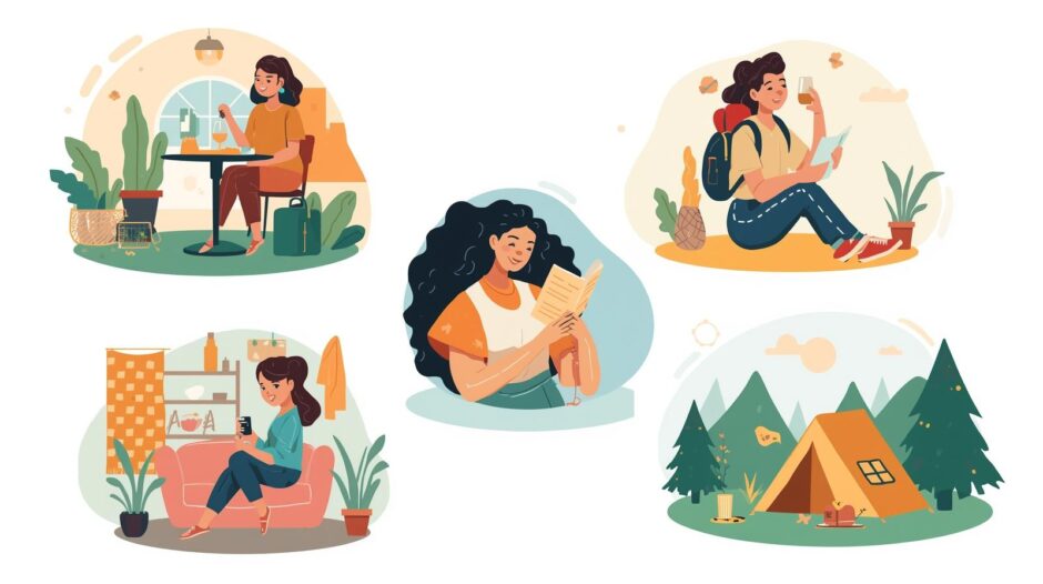 色々なおひとりさまのタイプを表現したイラスト