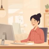 障害者雇用で働く女性のイラスト