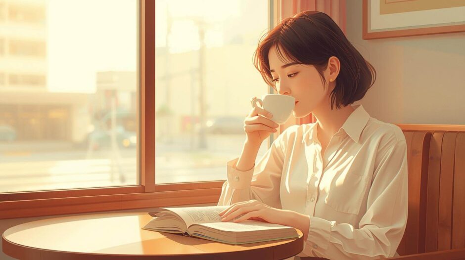 ソロカフェを楽しむ女性