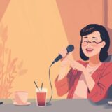 おひとりさま女性が一人カラオケを楽しむイラスト