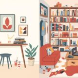 ミニマリストとマキシマリストの部屋の対比イラスト