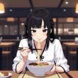 ぼっち飯を楽しむ女性