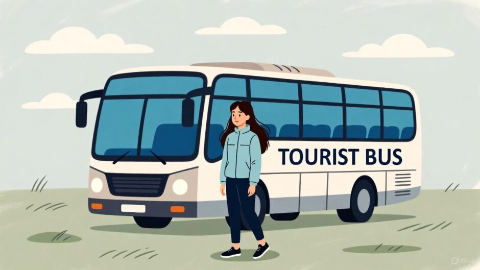 バスツアーに一人で参加する女性
