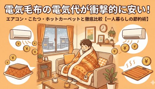 【一人暮らしの節約術】電気毛布の電気代が衝撃的に安い！暖房コストを徹底比較