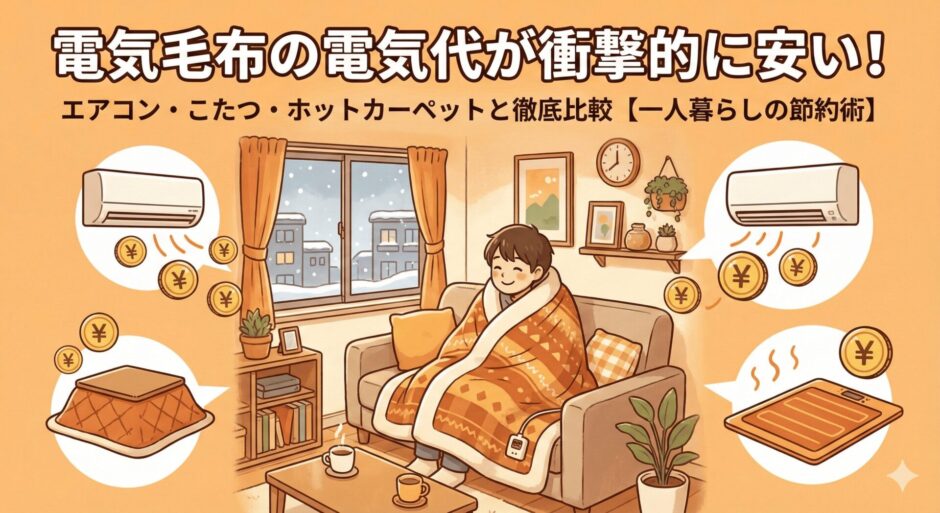 エアコン、こたつ、電気毛布、電気カーペットのイラスト