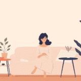 HSP女性が部屋でくつろぐイラスト